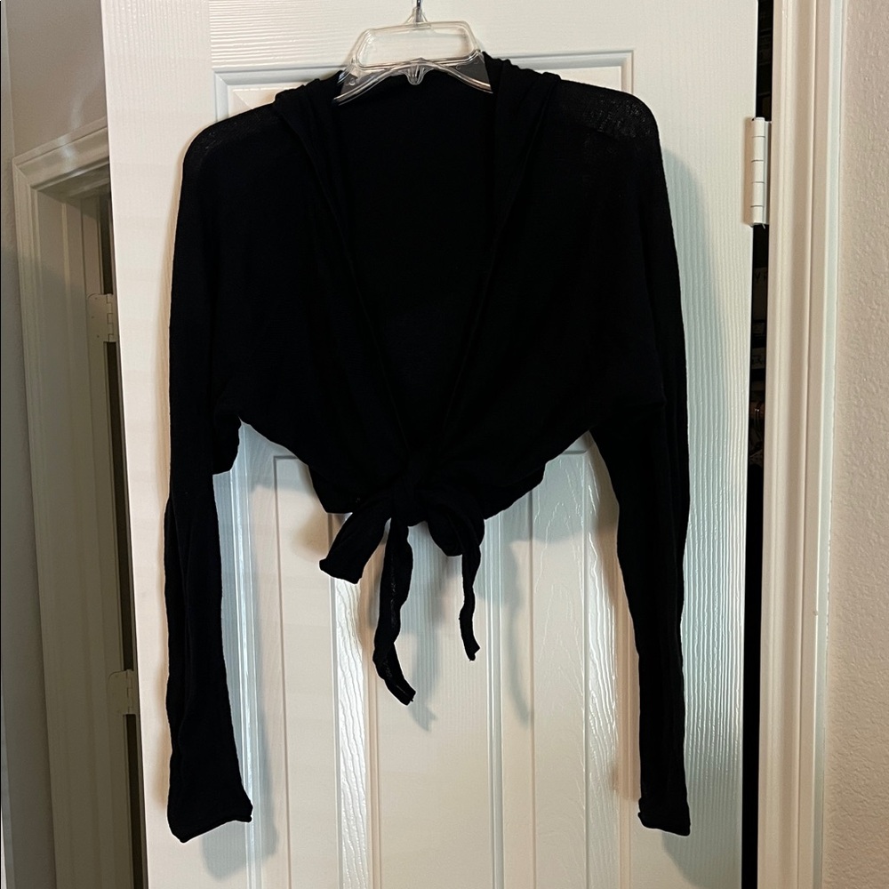 Athleta Black Knit Crop Cardigan